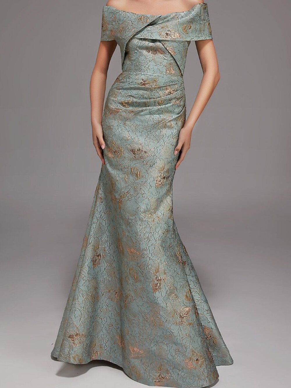 NWT Alyce Paris 27802 Jacquard Formal Gown Celadon size 16